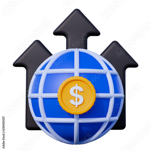 Growth Global Economy 3D Icon