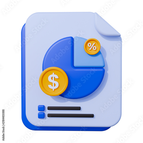 Business Document Gross Margin 3D Icon