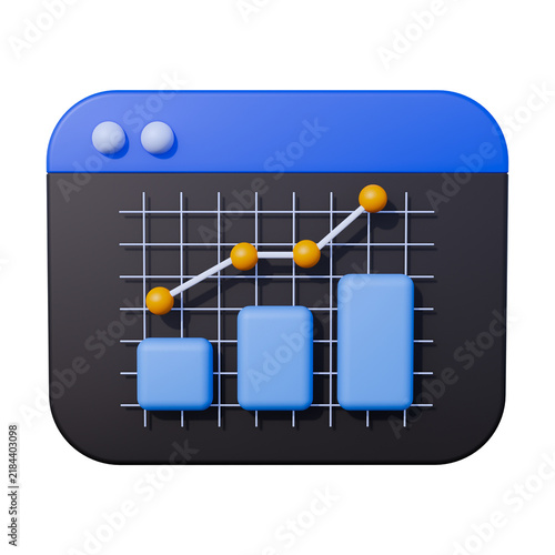 Online business graph 3d icon