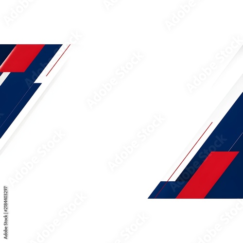 Modern White Banner Background With Dark Blue Red Diagonal Geometric Shapes For Business Presentation