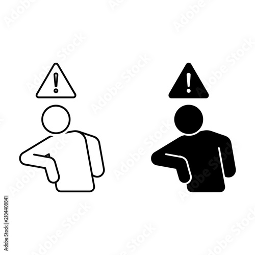 Back Pain Warning Icon Set with Exclamation Symbol