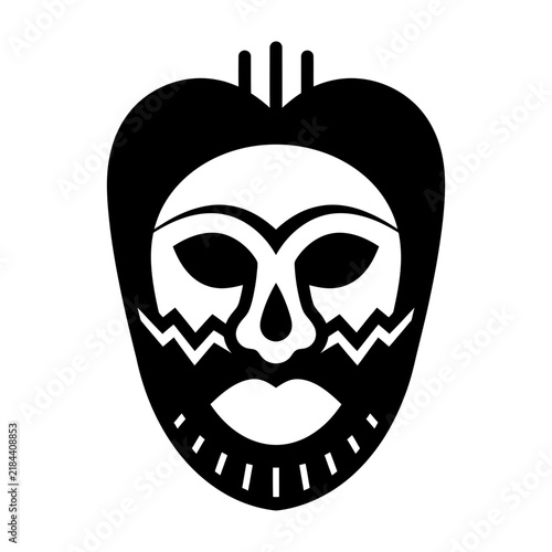 African tribal mask face black and white