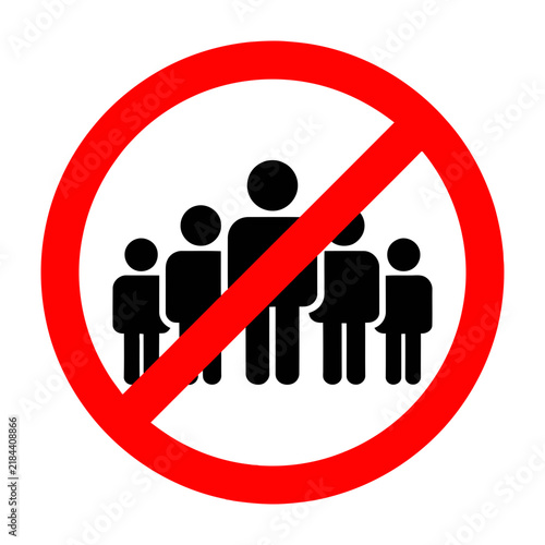 No people allowed sign with red circle and black silhouettes