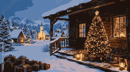 cinematic Christmas scene