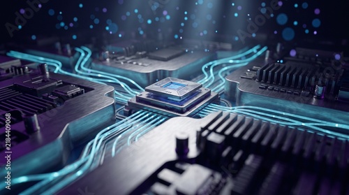 Quantum motherboard glowing