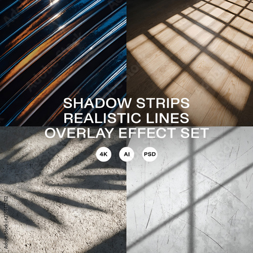 shadow strips realistic lines overlay effect set