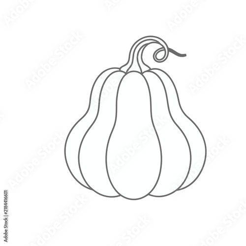 Outline of a pumpkin with a curly stem