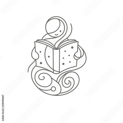 Person reading a book with decorative elements