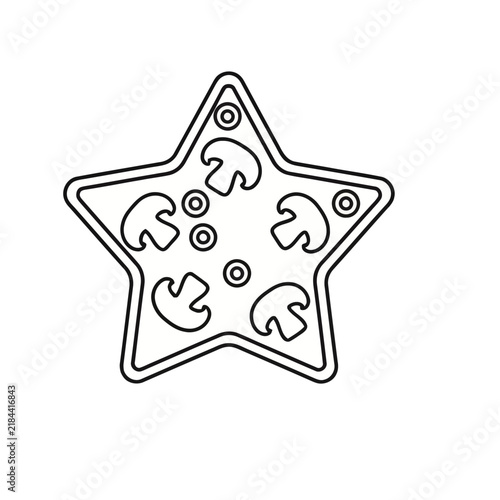 Star shaped pizza with mushrooms