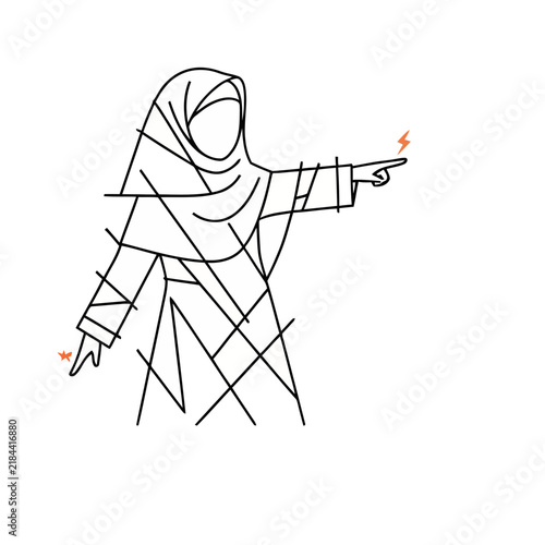Woman in Hijab Pointing