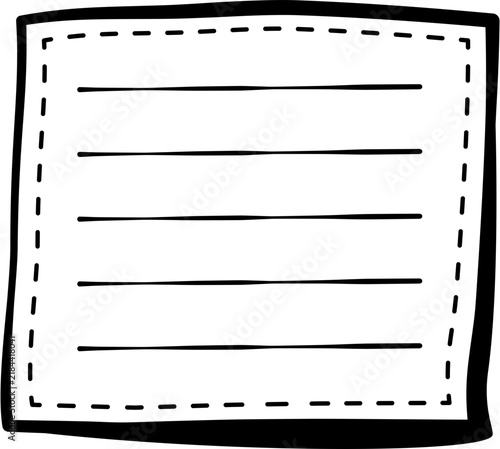 Cute Hand Drawn Blank Paper Notes Set with Lines, Sticky Note, Doodle Vector Illustration
