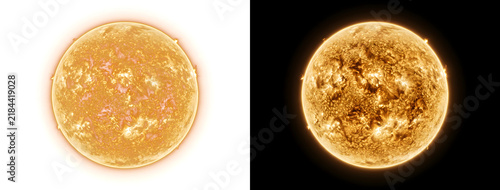 Burning sun sphere with detailed granular surface and radiating corona texture perfect for astronomy designs including PNG, Transparent and Black Background Versions