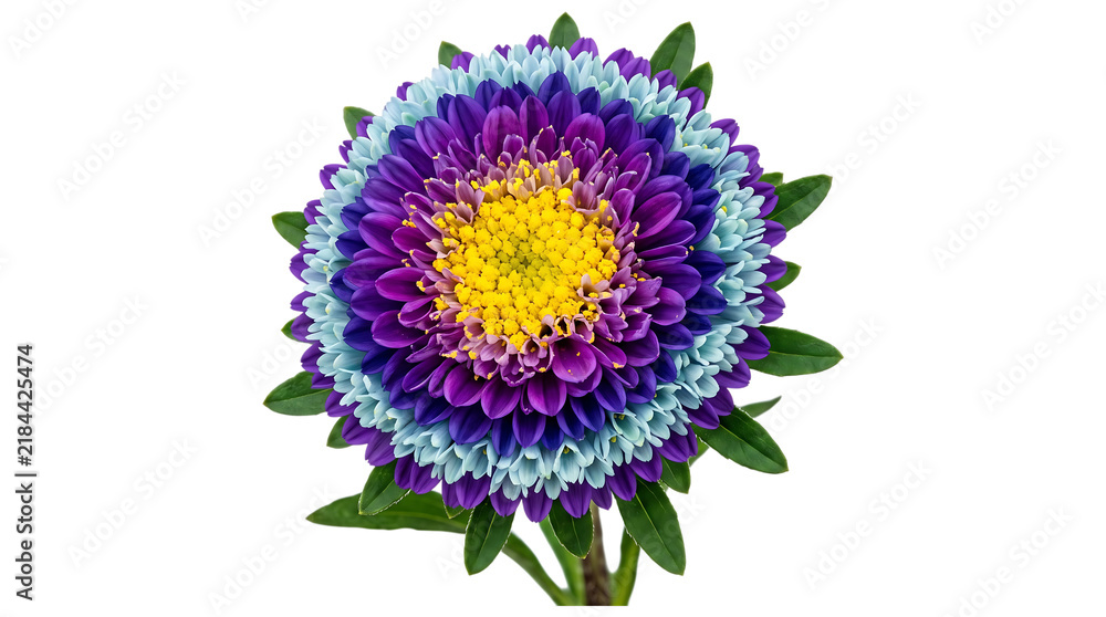 Fototapeta premium Colorful stylized flower with purple and blue petals