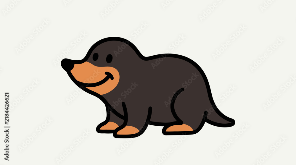 Fototapeta premium Cute vector mole illustration with friendly smiling face and simple outline design