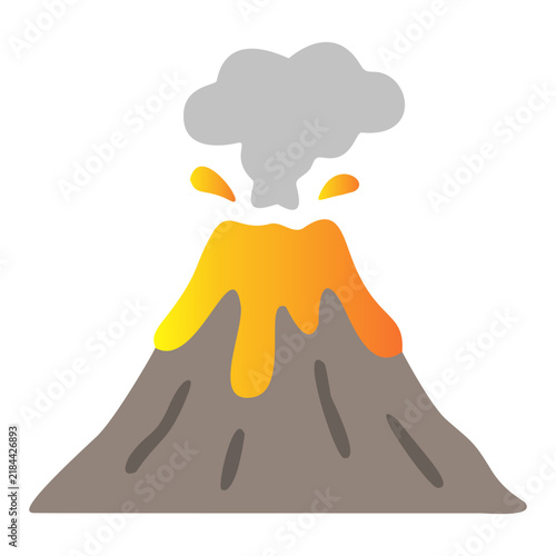 Erupting Volcano with Lava and Smoke Flat