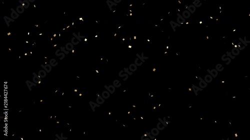 Isolated Falling Gold Confetti on Transparent Background, Loop