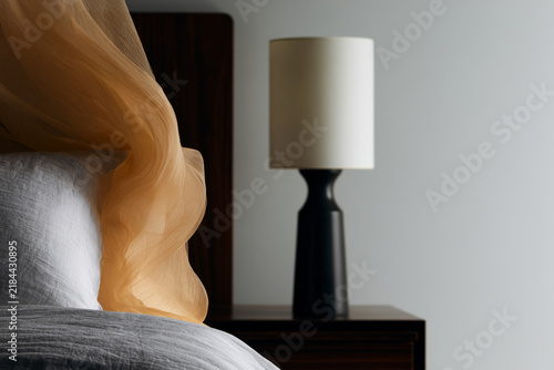 Minimalist bedroom, bedding promotion