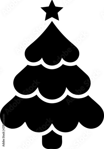 Rounded edge stylized Christmas tree silhouette with decorative star for holiday themed design and creative projects