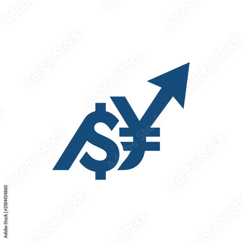 Dollar Yen Currency Symbols With Upward Arrow Graph
