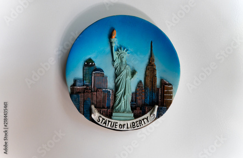 Fridge magnet on white background