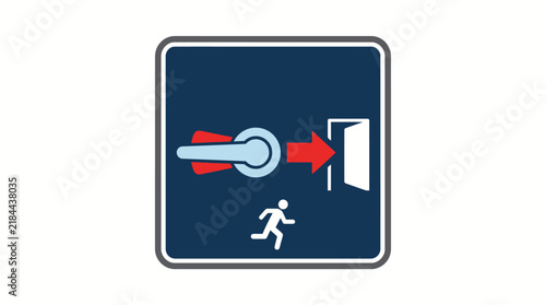 Horizontal Emergency Door Release Handle Safety Sign For Refrigerated Storage Units