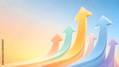 Colorful 3D Rising Arrows Representing Financial Growth And Business Success