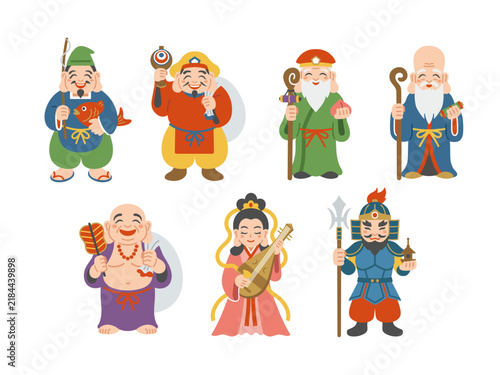 かわいい七福神のシンプルなイラスト