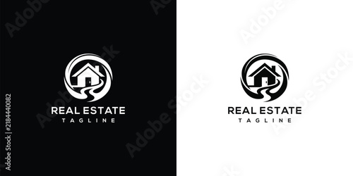 Modern Real Estate Logo with House and Circular Path