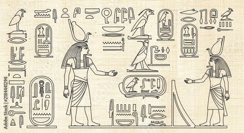 Whispers of the Nile: Ancient Glyphs and Divine Figures