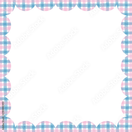 scalloped frame border gingham pattern design