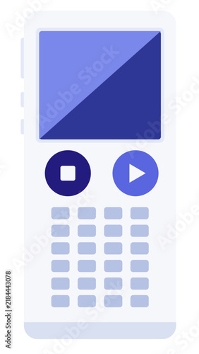 Obraz na plátne Flat vector icon of a digital voice recorder and dictaphone isolated on white ba