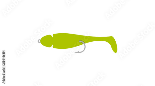 Foto Illustration of a Green Fishing Lure with Hook