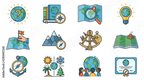 Collection of navigation and travel icons.