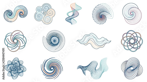 Corporate Abstract 3D Wireframe Art Collection with Swirling Geometric Patterns in Gradient Colors for Modern Presentations
