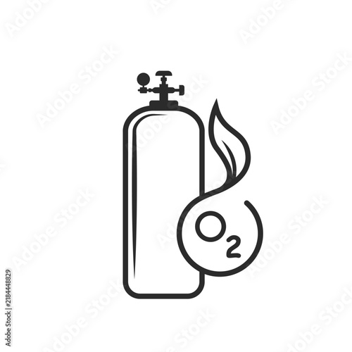 Obraz na płótnie Oxygen cylinder outline vector icon element design template