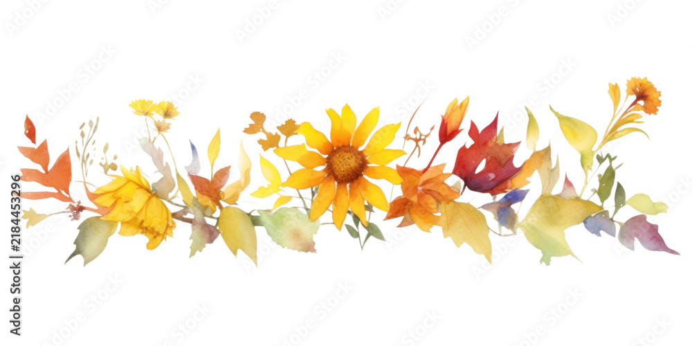 Obraz premium PNG Autumn flower sunflower painting pattern.