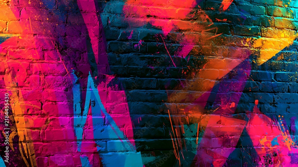Obraz premium Graffiti brick wall vibrant colors urban art