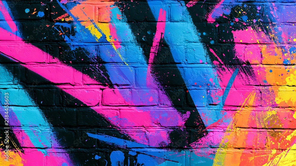 Fototapeta premium Colorful graffiti wall street art vibrant background