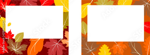 Autumn fall leaves frame template with blank space background.