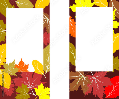 Autumn frame corner template with fall leaves blank banner.