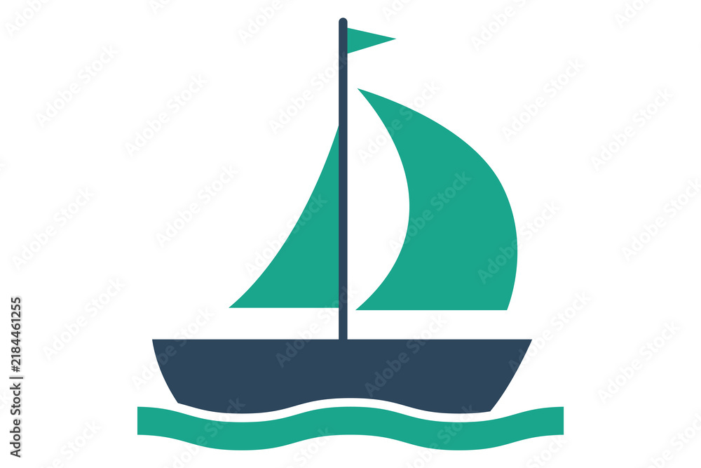 Fototapeta premium Sailing icon. solid icon style. icon related to marine tourism. holiday elements vector illustration
