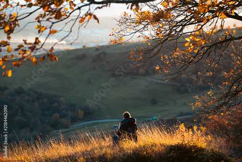 Woman enjoying autumn nature