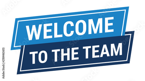 Welcome to the team blue typography vector illustration featuring bold modern geometric banners for corporate hiring