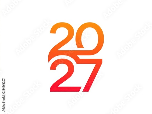 Creative 2027 typography design with a modern orange to red gradient, stylized bold numbers, isolated on white background