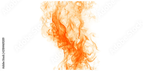 Foto Bright orange fire flames isolated on white background for design overlays