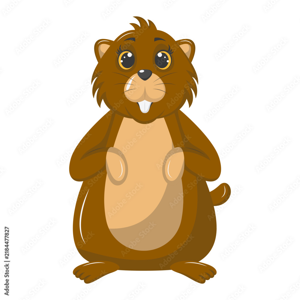 Fototapeta premium Groundhog Illustration in Cartoon Design.