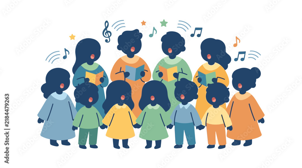 Fototapeta premium Diverse Group of Children Singing Together in a Choir