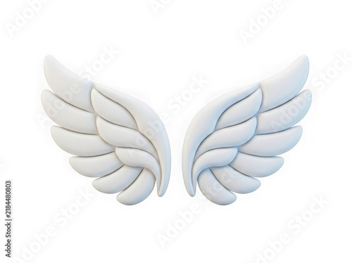 Pair of white angel wings isolated on a transparent background isolated on transparent background