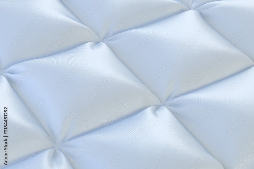 Obraz premium Light blue tufted quilted diamond pattern soft fabric texture for padded bedding and upholstery, comfortable plush textile for modern home interior bedroom decor