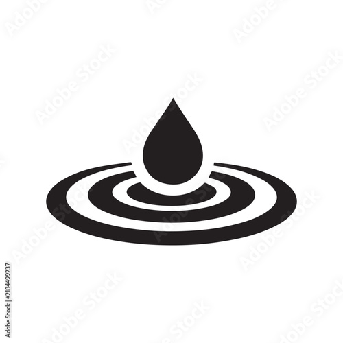 Water Drop Falling On Surface Creating Ripple Vector Icon Silhouette Graphic.